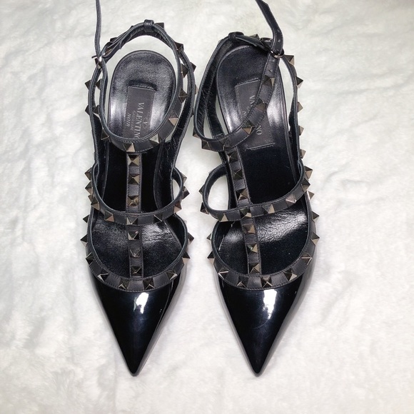 ❤️SOLD❤️Valentino rockstud slingback black 37.5 - Picture 2 of 8